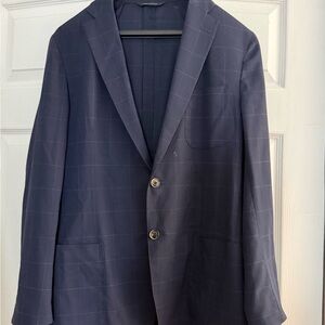 Saks Fifth Avenue Navy Windowpane Blazer